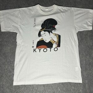 Vtg 90s Geisha Men's Medium Kyoto Japan Artwork Souvenir T Shirt